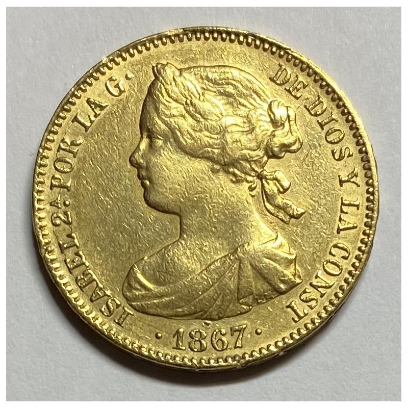 10 ESCUDOS ISABEL II 1867 MADRID