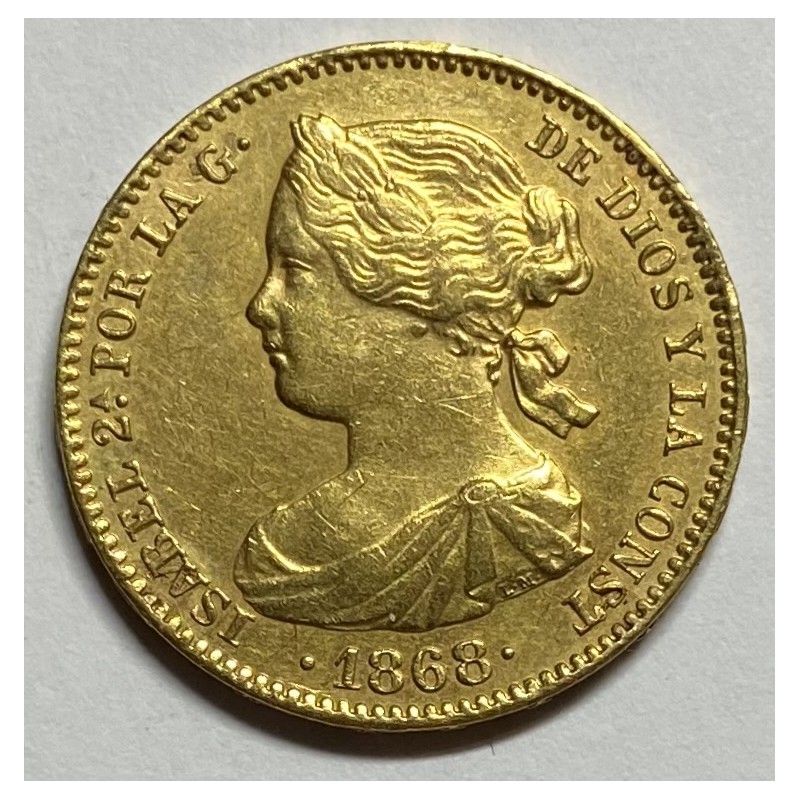 10 ESCUDOS ISABEL II 1868 MADRID