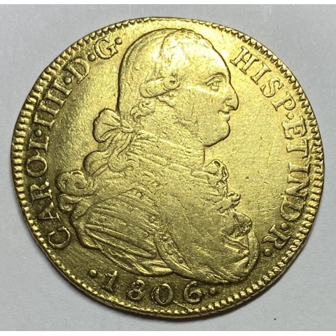 8 ESCUDOS CARLOS IV 1806 NUEVO REINO