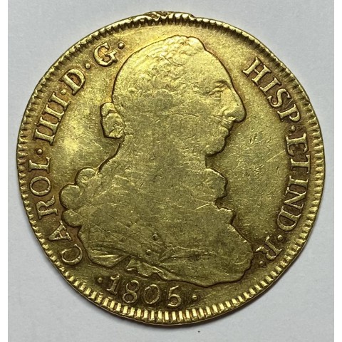 8 ESCUDOS CARLOS IV 1805 LIMA