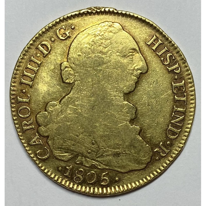 8 ESCUDOS CARLOS IV 1805 LIMA