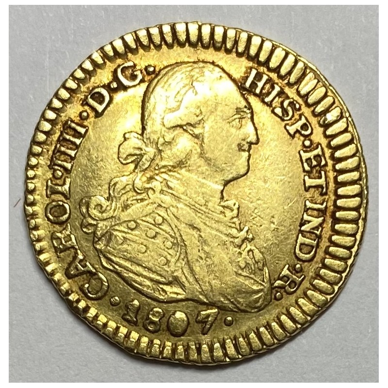 1 ESCUDO CARLOS IV 1807 POPAYÁN